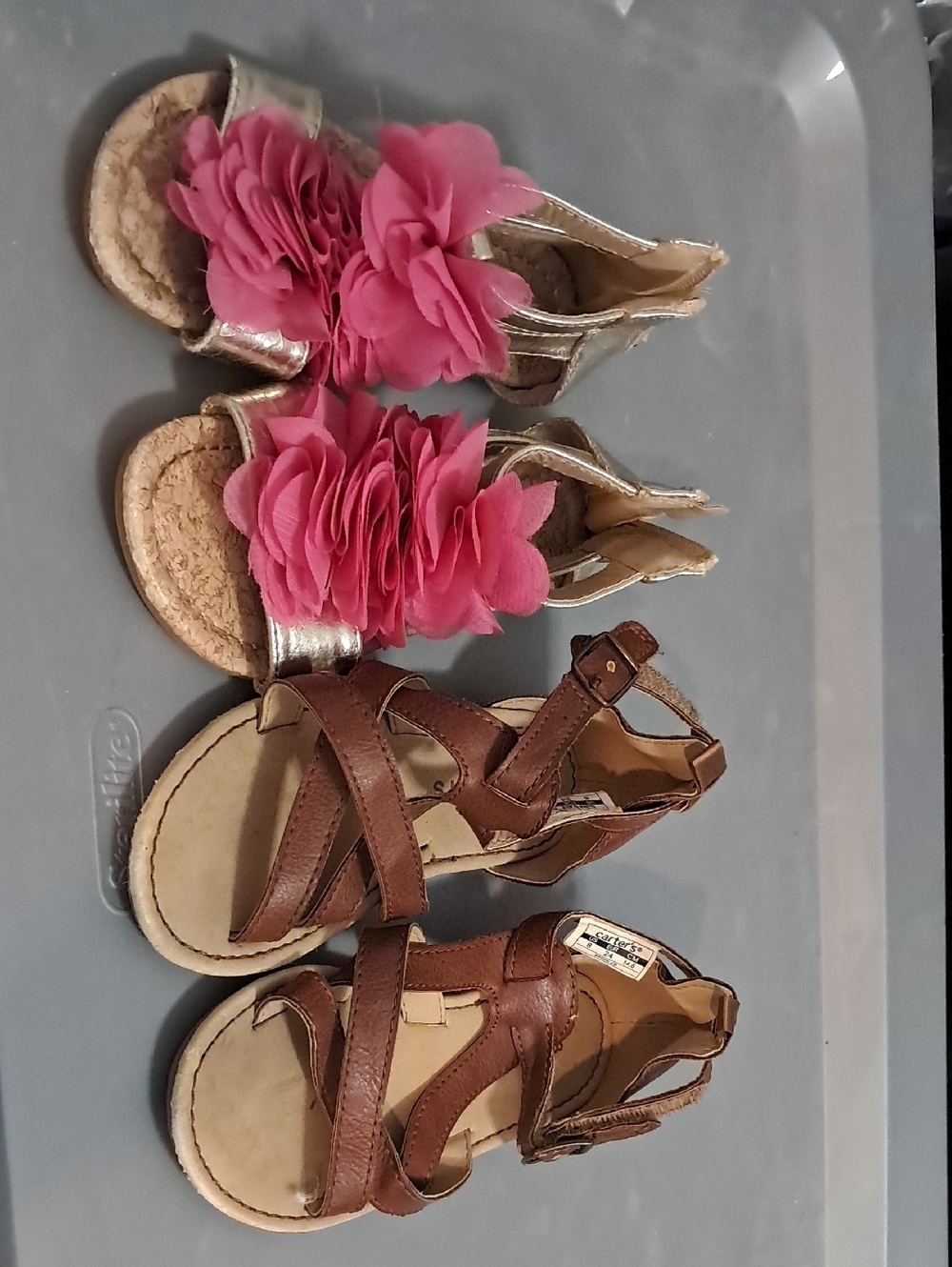 Carter's Pink Flower Metallic Trim Girls Sandals